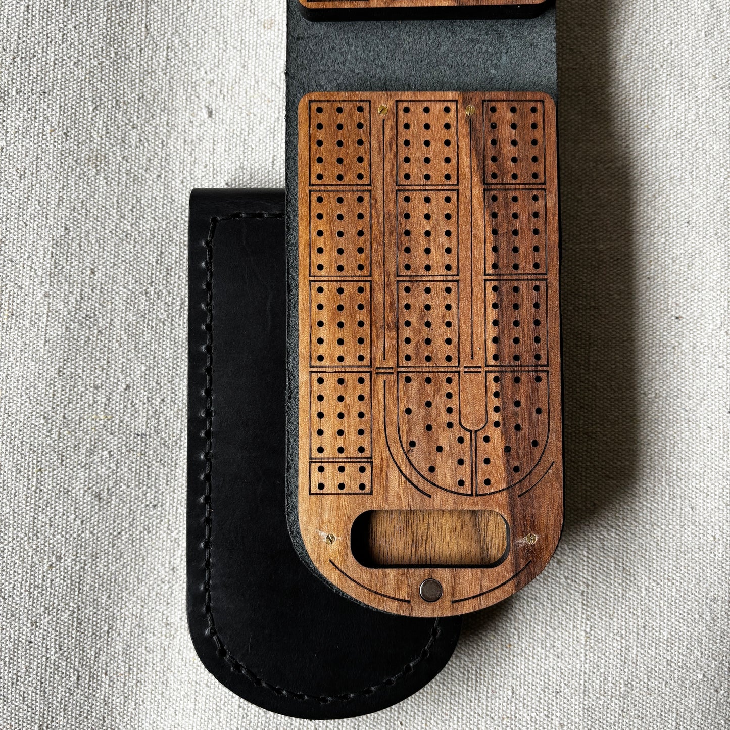 Large Travel Cribbage Board - Walnut Wood