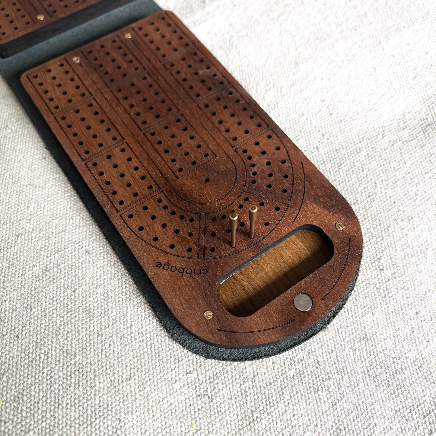 Large Travel Cribbage Board - Mahogany Wood