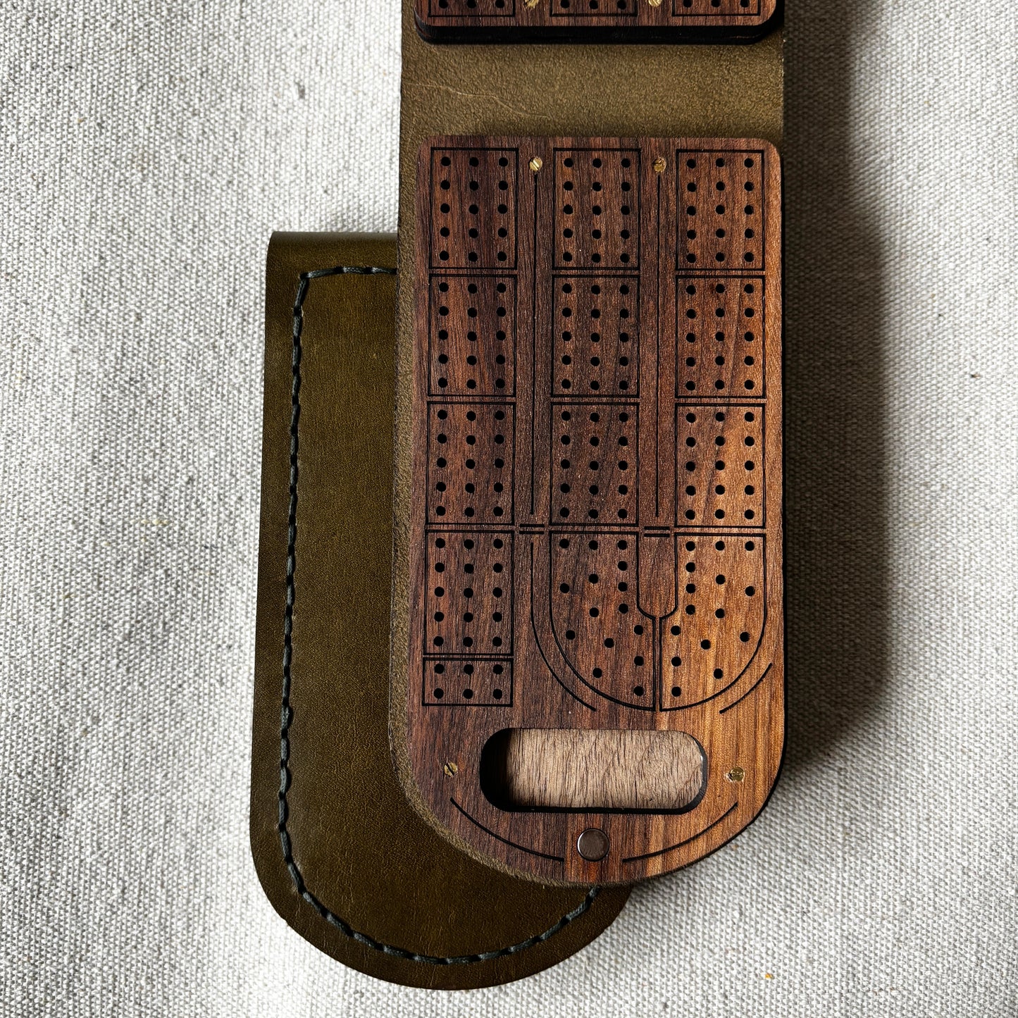 Large Travel Cribbage Board - Walnut Wood