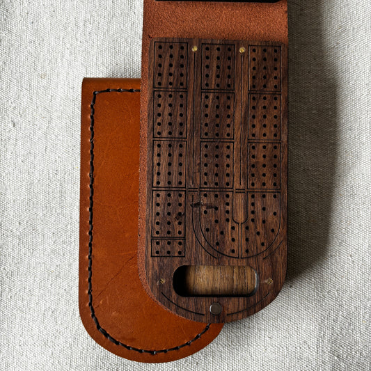 Large Travel Cribbage Board - Walnut Wood