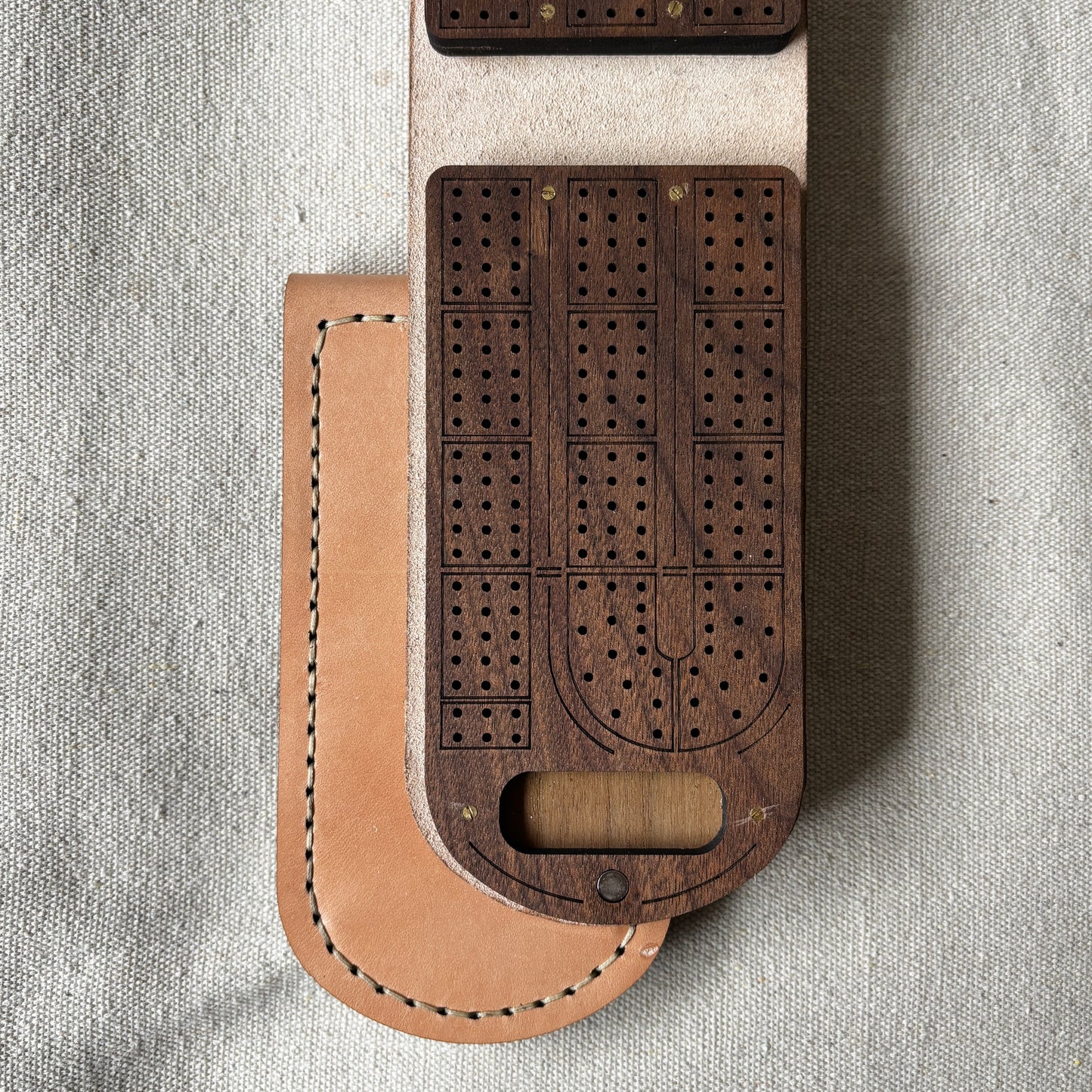 Large Travel Cribbage Board - Walnut Wood